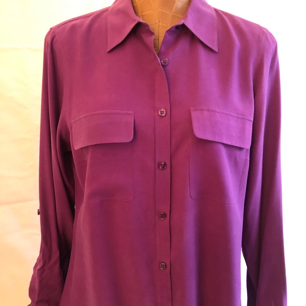Silk Button Down Blouse, MED, NWOT